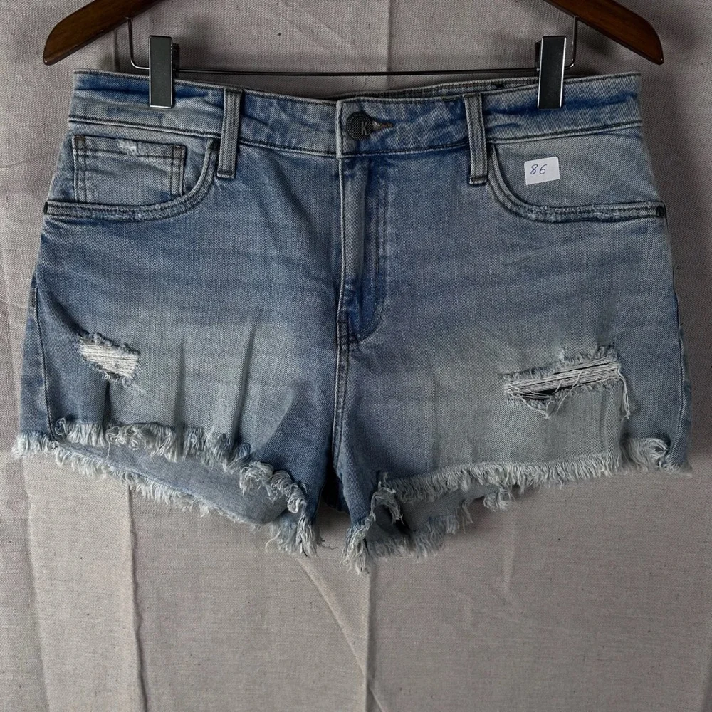 KUT from the Kloth Jane High Rise Distressed Denim Shorts Light Wash‎ Size 8